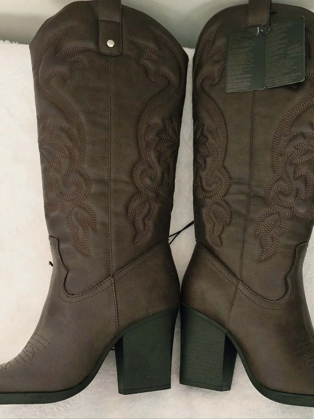 Forever 21 New Faux Leather Brown Women’s Tall Cowgirl Boots Knee-High Sz 7
